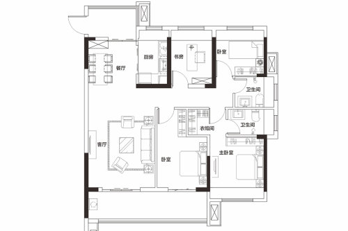 东立壹品建面约125.21㎡甄品四房 敬奉城市新贵