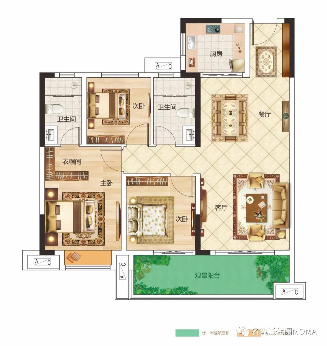 约115㎡明星户型，向阳而生，逐光而居！