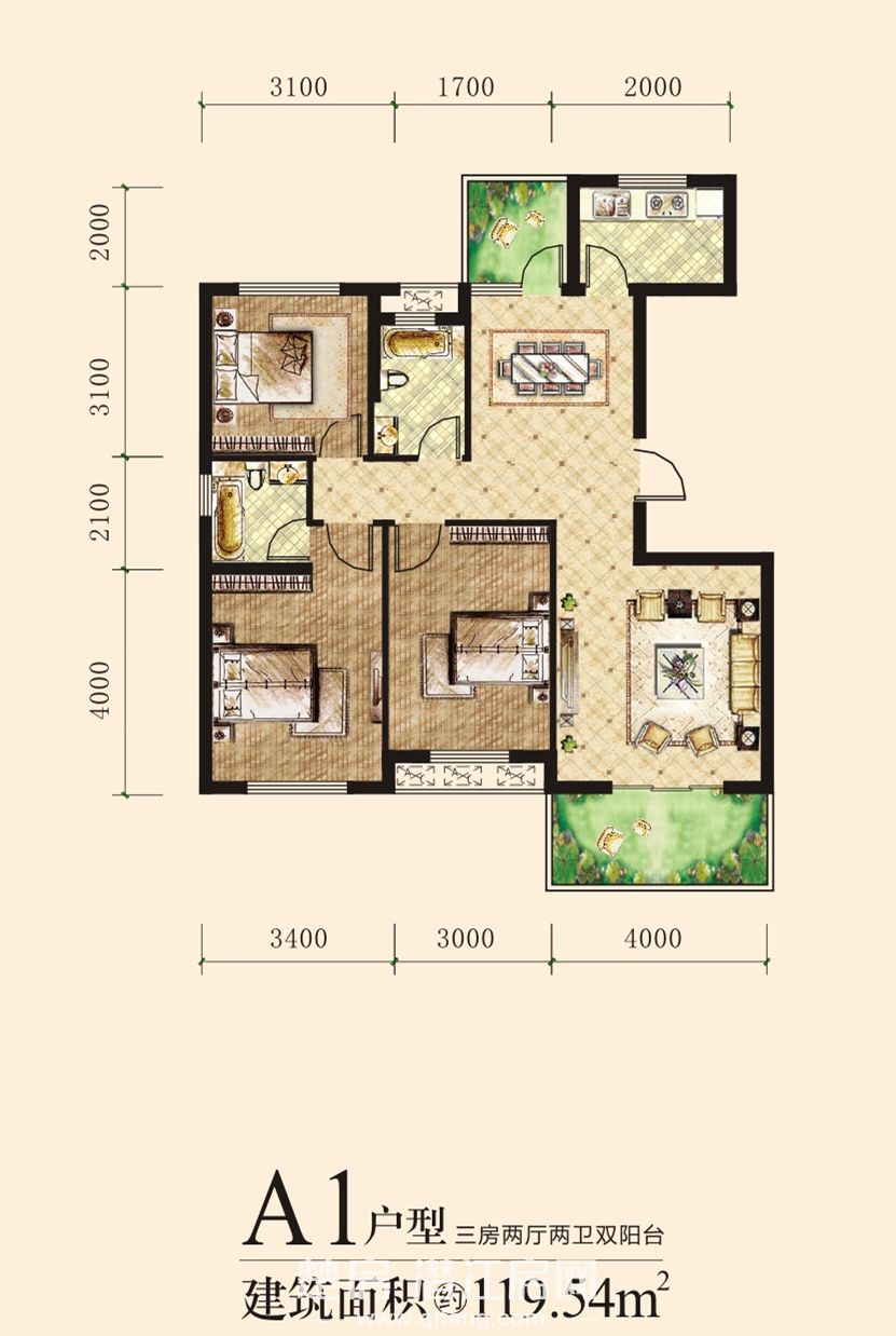 清华园A1户型户型图