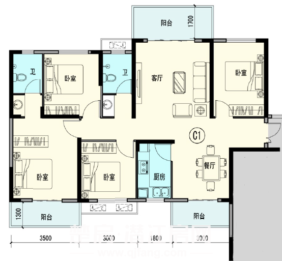 清华园C1户型户型图