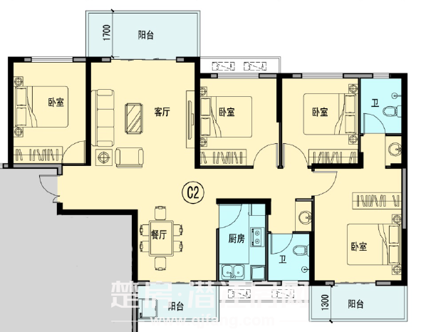 清华园C2户型户型图
