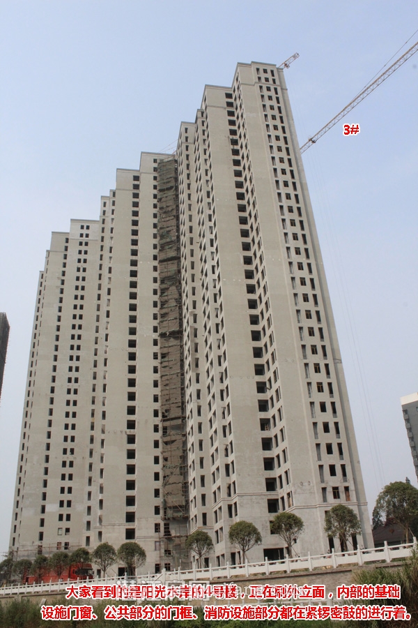 阳光水岸六月工程进度:1号楼建至22层