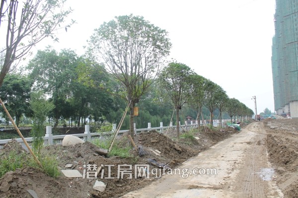 阳光水岸8月工程进度:商务酒店外墙粉刷完工