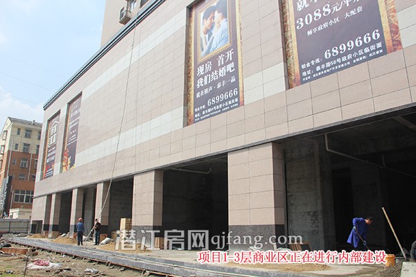 镇声一品4月工程进度 1—3层商业区正做内部建设