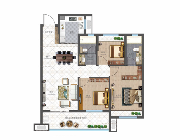 当代满庭春MOMΛ热售户型鉴赏：106㎡三室幸福刚刚好!